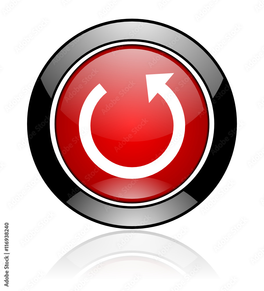 Poster Modern design red and black circle vector rotate icon. Round web reload button.