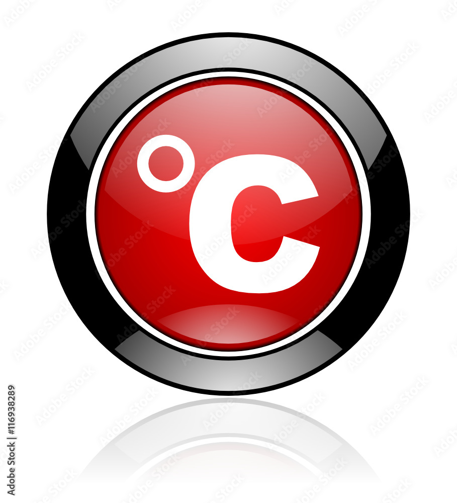 Aufkleber modern design red and black circle vector icon. round web celsius button.