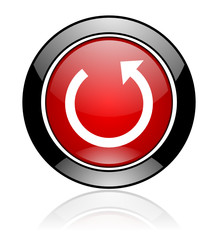 Modern design red and black circle vector rotate icon. Round web reload button.