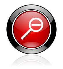 Modern design red and black circle vector lens icon. Round web glass button.