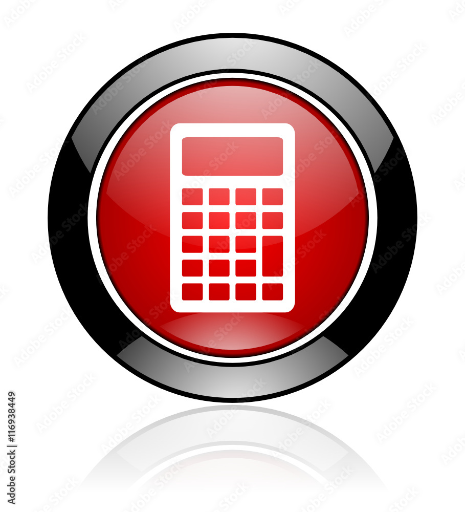 Poster modern design red and black round calculator vector icon