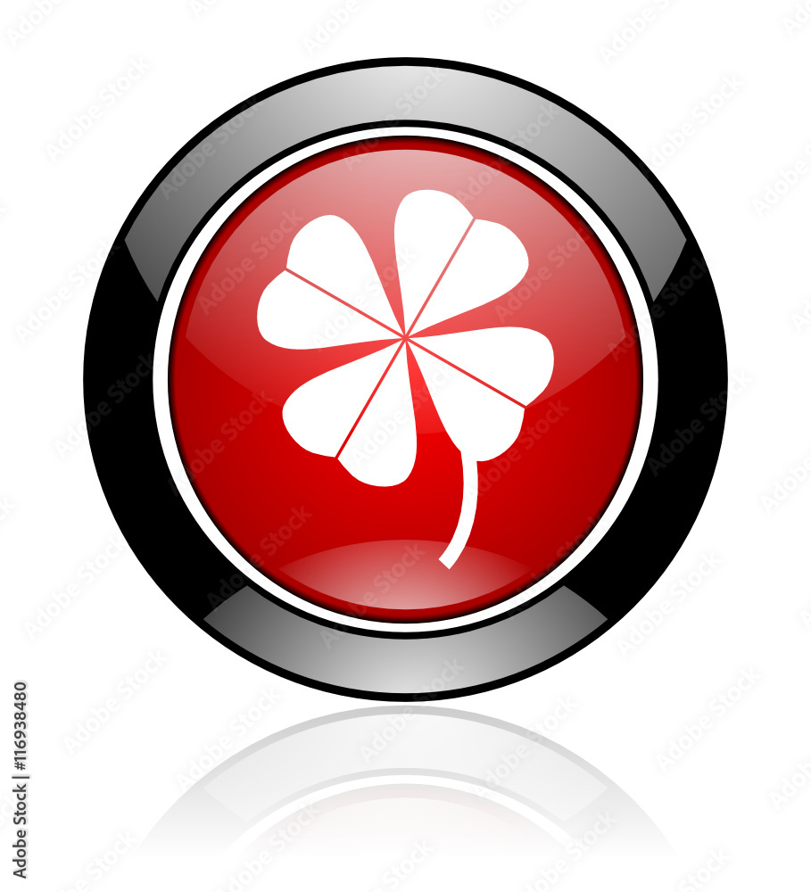 Poster modern design red and black round four-leaf clover vector icon