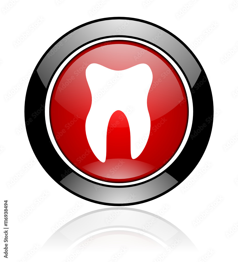 Poster modern design red and black round tooth vector icon