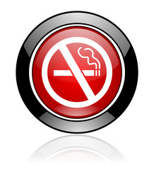 Modern design red and black round no smoking vector icon