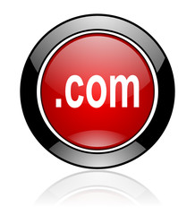 Modern design red and black round com vector icon