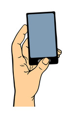 Human hand holding bank card pose signal human fingers. Human hand isolated. Silhouette of hand showing symbols finger thumb vector illustration. Phone, talk, smart phone.