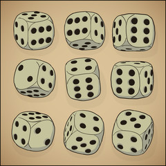 Vintage style set - vector dices