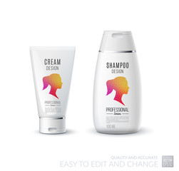 Abstract body care cosmetic brand concept. Tube cream, shampoo p