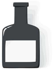 Vector bottle with label on white background