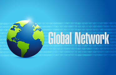 global network binary globe sign concept