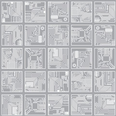 Seamless electronic pattern. Computer circuit board technology v