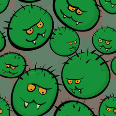 Seamless vector texture - stylized images of microbes and viruse
