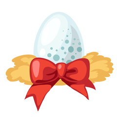 White egg with red ribbon, vector isolated