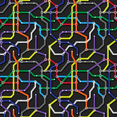 Colorful metro scheme background. Abstract seamless vector patte