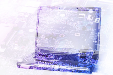 Laptop/notebook and PCB double exposure