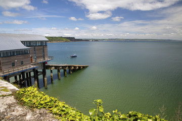 Summer View of the Lifeboat House and Slipway at Tenby, Pembrokeshire, Wales, UK