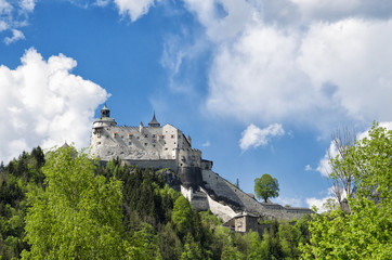 Fototapeta na wymiar Medieval Hohenwerfen castle. Historical landmark on Salzach valley, Austria
