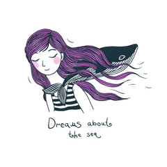 Beautiful young girl with a whale.