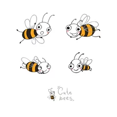Fotobehang Cute cartoon bees. © Natallia_Chatkova