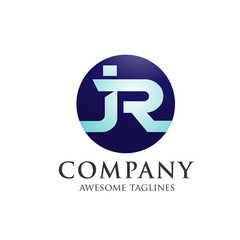 letter JR with circle creative logo concept, innovative IR letter icon concept 