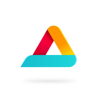 Triangle Logo With Rounded Corners Vector Isolated On White Background, Blue Orange Red Gradient Abstract Triangle Logotype Element, Letter A Symbol, Elegant Creative Geometric Figure