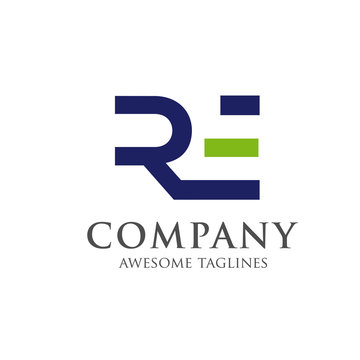 letter RE with circle creative logo concept, innovative RE letter icon concept 