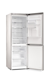 Vertical shot of a new empty refrigerator