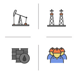 Oil industry color icons set