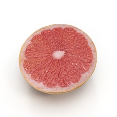 Slice of Grapefruit isolated on white 3D Illustration