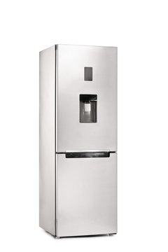 Vertical shot of a closed refrigerator