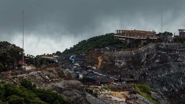 Walk trail beside Tangkuban Perahu volcano crater in Bandung, Indonesia. 4K Timelapse - Java, Indonesia, June 2016.