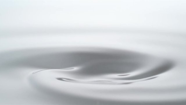 Milk droplets falling into swirl of milky liquid. Shot with high speed camera, phantom flex 4K.  Slow Motion. 