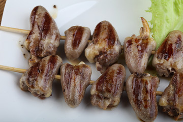 Chicken hearts skewer