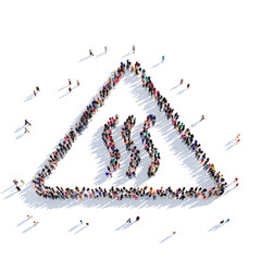 road sign people 3D rendering