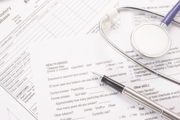 Medical Form and stethoscope