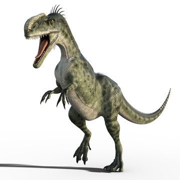 3d render of running dinosaur isolated