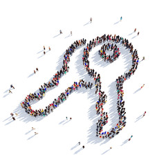 keys door people 3D rendering