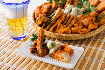 ビールと揚げ天