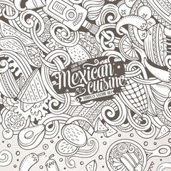 Cartoon mexican food doodles illustration