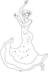 coloring page with flamenco dancer