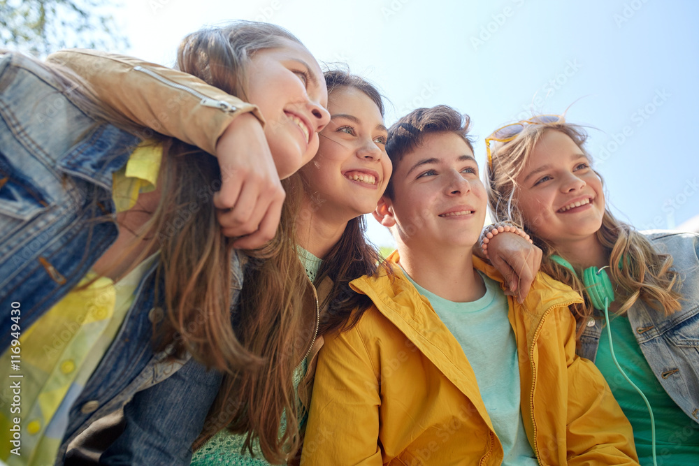 Canvas Prints happy teenage students or friends outdoors