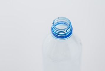 close up of empty used plastic water bottle