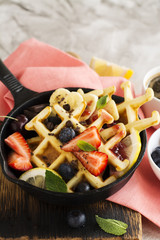 Homemade freshly baked waffles