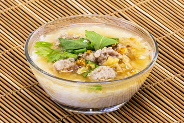 Boiled rice in glass bowl