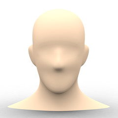  シンプルな人物の顔の素体3Dレンダリング画像