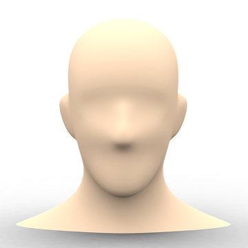  シンプルな人物の顔の素体3Dレンダリング画像