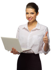 Young businesswoman with laptop