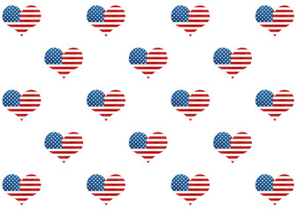American flag pattern with hearts.
