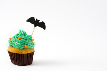 Halloween cupcake isolated on white background

