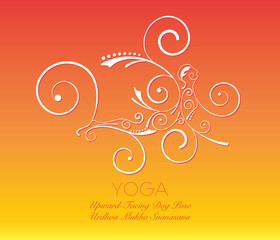 Yoga pose with hand drawing swirl graphic style.